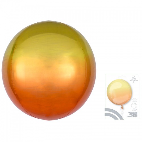 А 16" Сфера 3D Омбре Жёлтый и Оранжевый в упаковке / Ombré Orbz Yellow & Orange