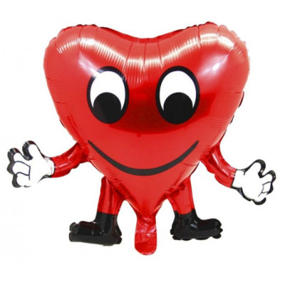 К Шар (14"/36 см) Сердце с ручками, Красный, 1 шт