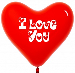 S Сердце (12''/30 см) I love you, Красный (015), пастель, 2 ст, 50 шт.
