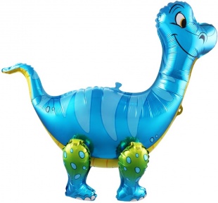 К Шар (25''/64 см) Ходячая Фигура, Динозавр Брахиозавр, Синий,  в упак, 1 шт
