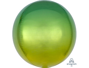А Шар (16"/41 см) 3D СФЕРА Б/РИС  Омбре Желто-зеленый, 1 шт
