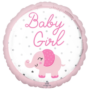 А Шар (18"/46 см) Baby Girl, Слоник розовый, в упак, 1 шт