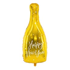 ПД Шар (33"/82 см) Фигура, Бутылка HAPPY NEW YEAR Gold, 1 шт