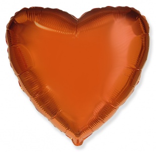 А Шар (18"/46 см) Сердце, Металлик Orange, 1 шт