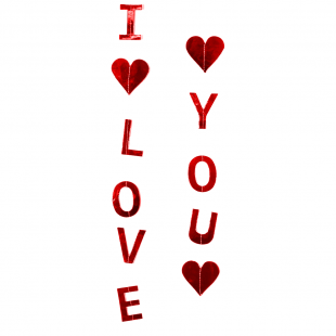 Гирлянда-подвеска I love you (сердца), Красный, Металлик, 150 см, 1 шт